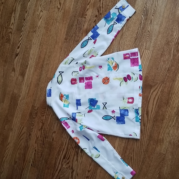 (L) Colorful Long Sleeve Collared Button Up Top Vacation Printed Unique - Picture 9 of 9